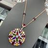 Luxury Exaggeration Bride Bright Colored Treasures Flower Disc Set Jewel Earrings Necklace Set Vintage Oil Painting Sense