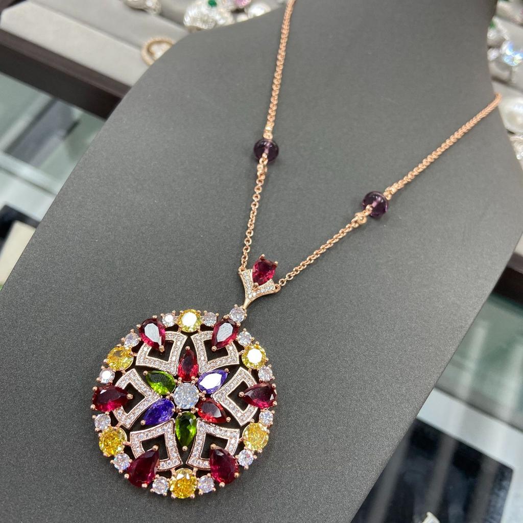 Luxury Exaggeration Bride Bright Colored Treasures Flower Disc Set Jewel Earrings Necklace Set Vintage Oil Painting Sense