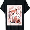 Cute Red Panda and Cherry Blossom Sketch_ Adorable Art T-Shirt