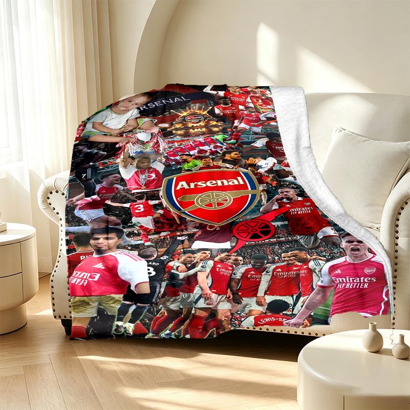Arsenal F.C Pattern Blanket for Home Decoration, Bed, Sofa, Car Travel, Camping, Suitable for All Seasons, Birthday Christmas Gift