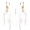 Feather Tassels Earrings with Rhinestones Star Chain Lightweight Ear Cuff Accessories For Women Daily Wear Or Party