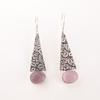 Natural Purple Cat's Eye Gemstone 925 Fine Silver Jewelry Handmade Earrings 1.9" EE-165-41