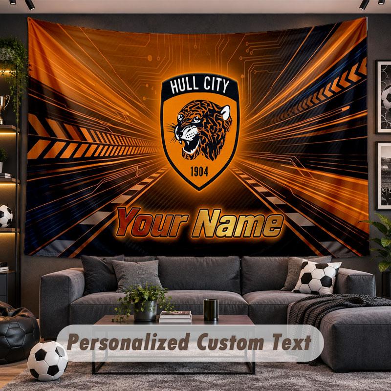 Wall Hanging Tapestry Custom NameHull FC Pattern Personalized Printed Fabric Wall Decor