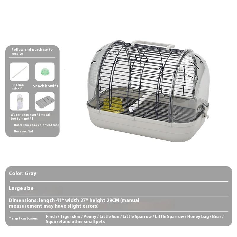 Premium Clear Parrot Carrier Cage Panoramic View Transport Case for Budgies Portable Bird Cage