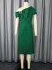Plus Size Elegant One-Shoulder Jacquard Dress with Bow Waist and Hip-Hugging Mid-Length Skirt for Formal Events