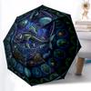 Deep Sea Glass Pattern Umbrella, Portable and Foldable Design, 8 Ribs, a Casual Accessory for Halloween, Christmas, and Birthday Gifts.