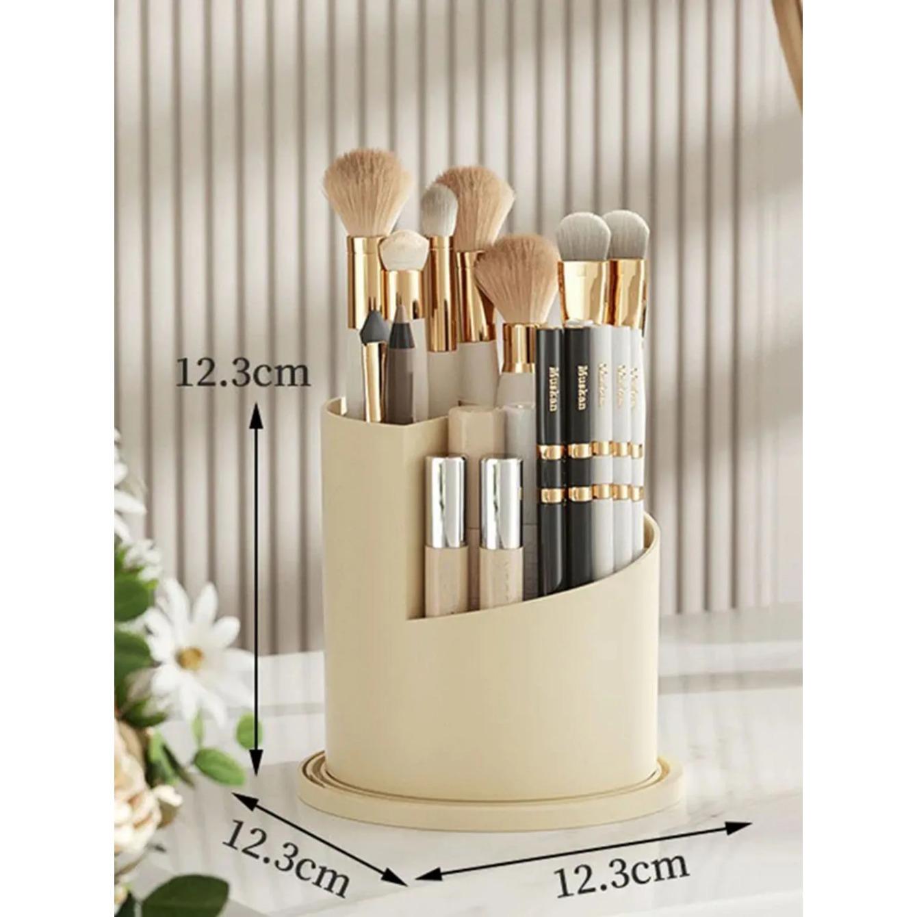 

Вращающийся на 360° органайзер для макияжа, прозрачный ящик для хранения косметики, держатель для кистей для губной помады и бровей, настольная полка для хранения яиц для красоты