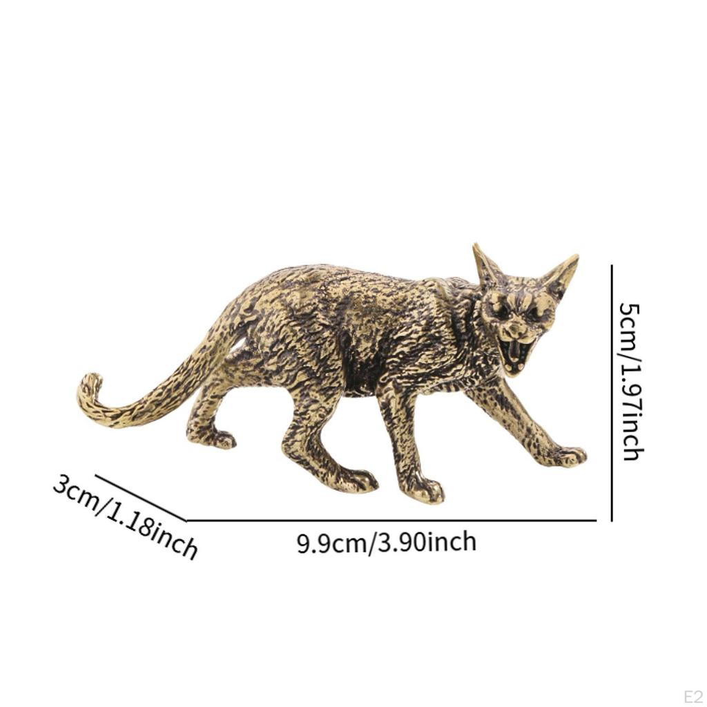 Kung Fu Tea Pet Cat Statue Desktop Decorations Antique Sculpture Brass Accessories Ceremony