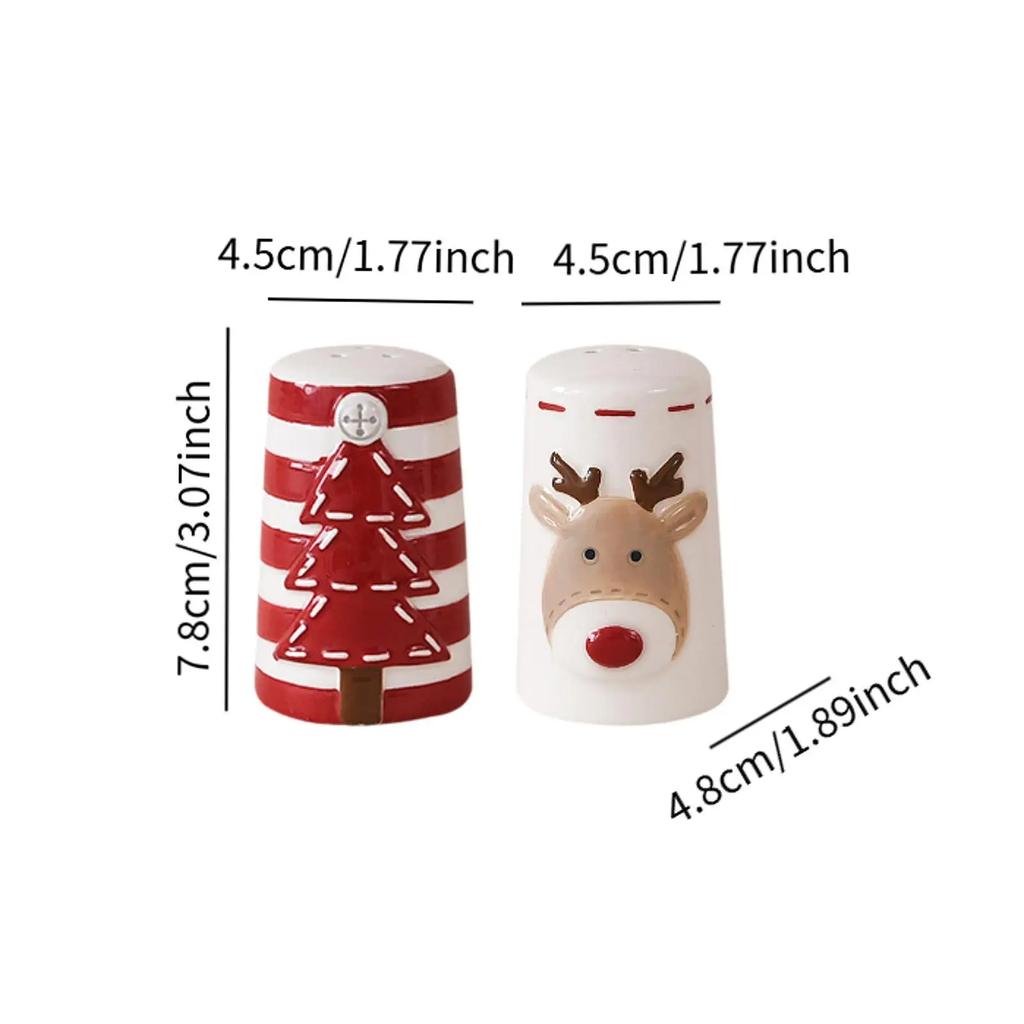 2Pcs Nordic Style Santa Claus Christmas Salt and Pepper Shaker Creative Christmas Themed Spices Bottle Embossed Seasoning Bottle