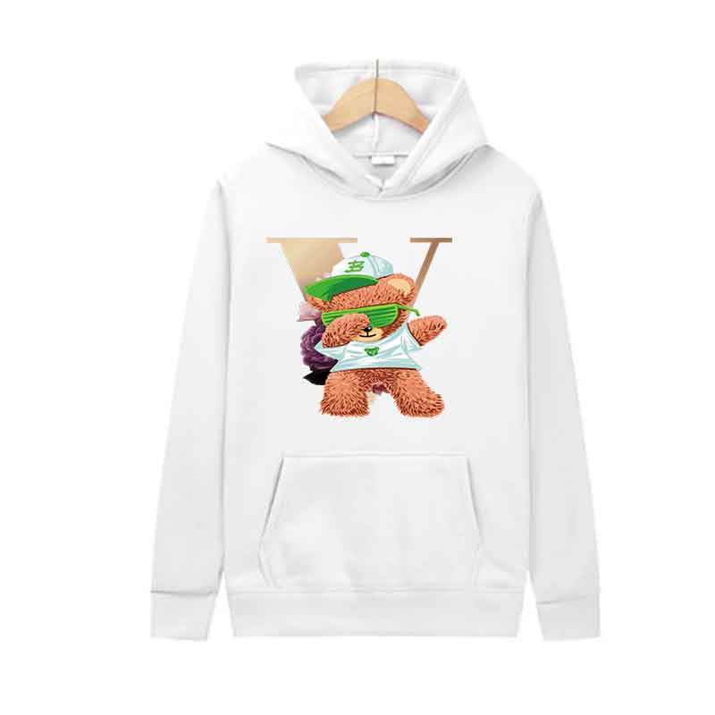Spring Autumn Fashion Casual Hooded Sweatshirt Men Women Fashion Simple Hoodie Creative Little Bear Dancing Printing Unisex Top