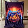 Neon Game Controller Lightning Theme blanket Lightweight Warm Flannel Blanket Decorative Throw Blanket for Home Decoration