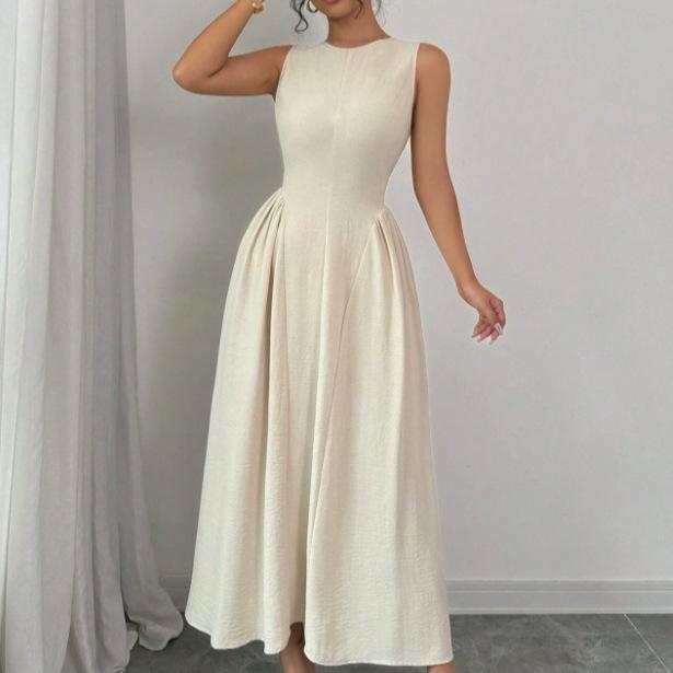 European and American women's clothing sleeveless spring and summer thin temperament waist dress