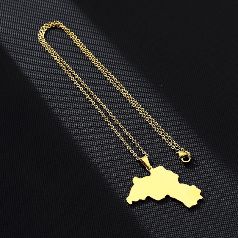 Trendy Kurdistan Map Shaped Pendant Necklace Map and City Necklace Long Choker Gothic Party Fashion Jewelry