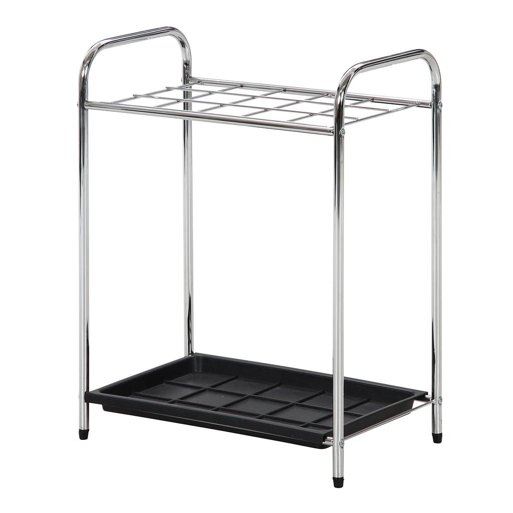 Fujiboeki Umbrella Stand, Holds 15 Umbrellas, 47.5cm Wide X 28.5cm Deep X 62cm High, Chrome, Assembly Required, Product Number: 95710