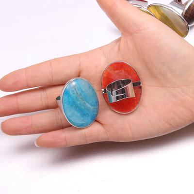 Natural Stone Rings for Women New Style Rainbow Agate Charms Love Romantic Jewelry Gift