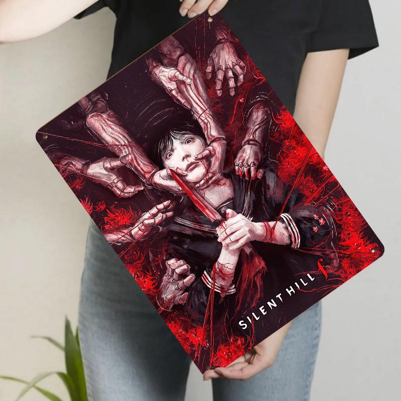 

Тема Silent Hill f Металлическая жестяная табличка Хоррор-игра Периферия Гостиная Кабинет Декоративная картина Креативная коллекция 20x30cm（7.8x11.8inch）