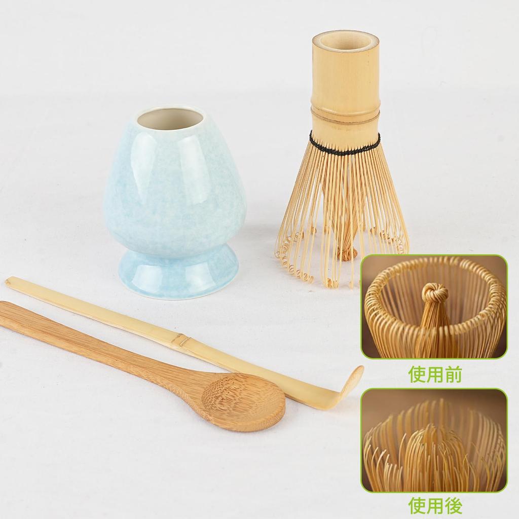 voocye Tea Ceremony Utensil Set Includes Matcha Tea and Tea Spoon 4-Piece (100-piece Set) - Powder, Whisk, Scoop,
