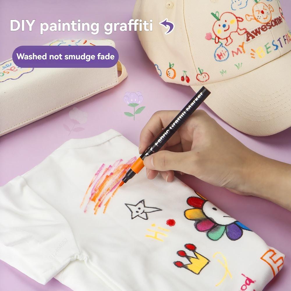6-30 Colors Fabric Markers Pen Waterproof Permanent Fabric Textile For T Shirt Shoes Clothes DIY Art Graffiti Drawing Painting