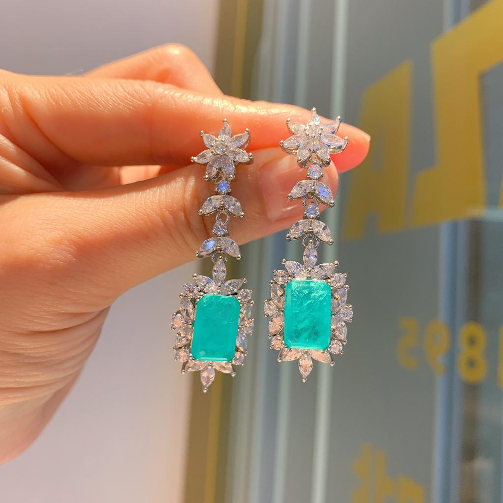 Color Simulation Jewelry Earrings Fashionable Paraiba Emerald Women Live Streaming