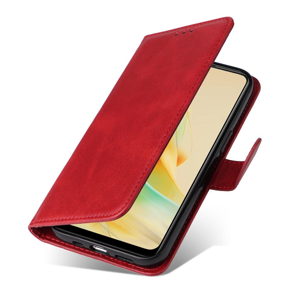 For Oppo Reno8 T 4G Phone Leather Case Calf Texture Stand Wallet Protective Phone Cover