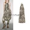 Summer New Women Clothes Viscose Blended A- Line Contrast Color Print Hanging Collar Backless Dress 2183068