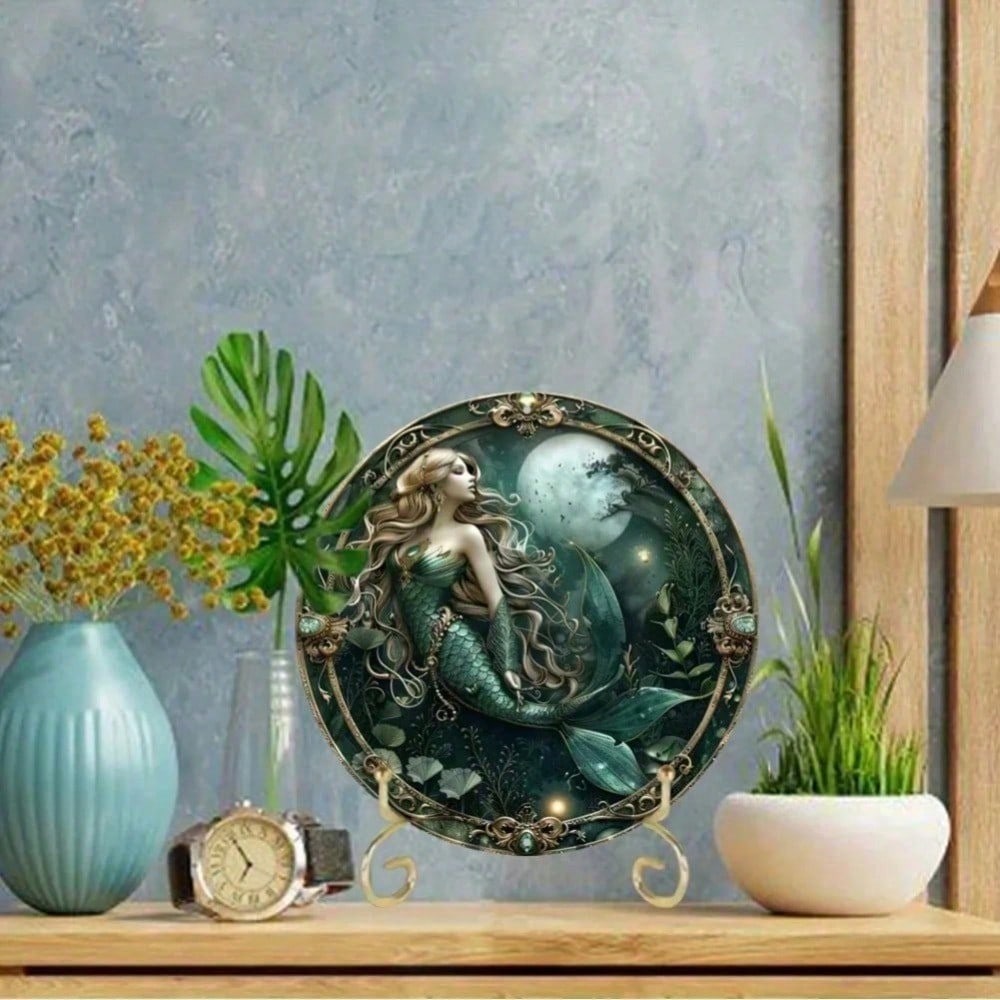 

Mermaid Metal Tin Sign 8x8 Ocean Beach Wall Art Retro Vintage Nautical Decor For Coastal Bathroom Housewarming Gift разноцветный