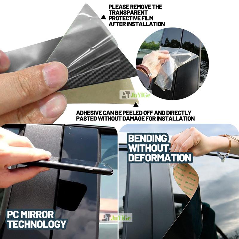Glossy Black Carbon Fiber Window Door Deal B C Pillar Post Cover Sticker For Hyundai Accent Verna HC 2018-