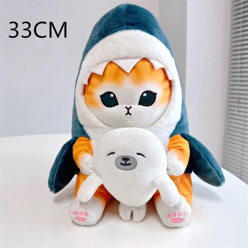 Cartoon Cute Shark Fried Shrimp Cat Plush Doll Pendant Charm Package Pendant Gifts