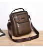 Mens Vintage Fashion Sling Bag Large Capacity Solid Pu Leather Message Bag One Shoulder Bag with Handle