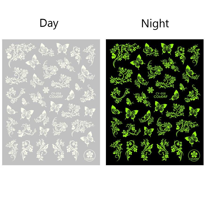 

1 лист светящиеся в темноте сказочная бабочка 3D водонепроницаемые наклейки для ногтей наклейки DIY маникюр украшения