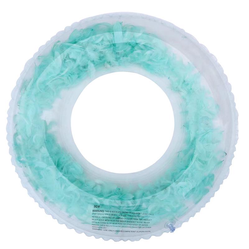 2022 Nouveau Design Plumes Bouée Gonflable Rose Blanc Bleu Cercle de Natation Style Ins Bouée Gonflable Tube Flotteur Radeau Femmes