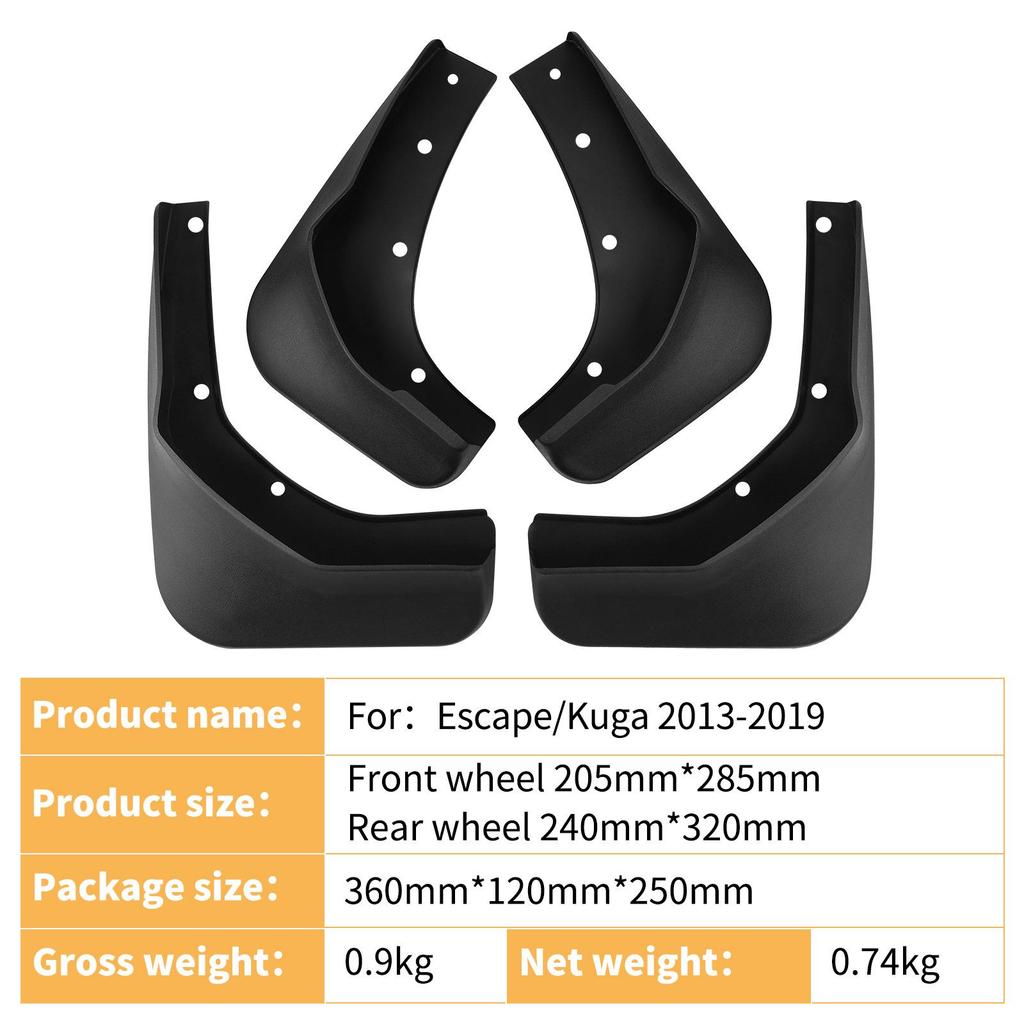 Car Tire Mud Flaps Leather for Ford Kuga/Escape 2013-2019