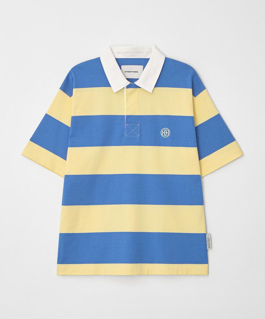 DTHIRTYONE Striped Short-Sleeve Rugby Shirt (Sky Blue)