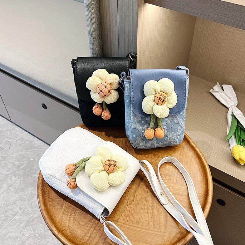 Girl Flower Small Bag Women's Summer New Trendy Casual Messenger Bag Fashion Shoulder Bag Small Square Bag