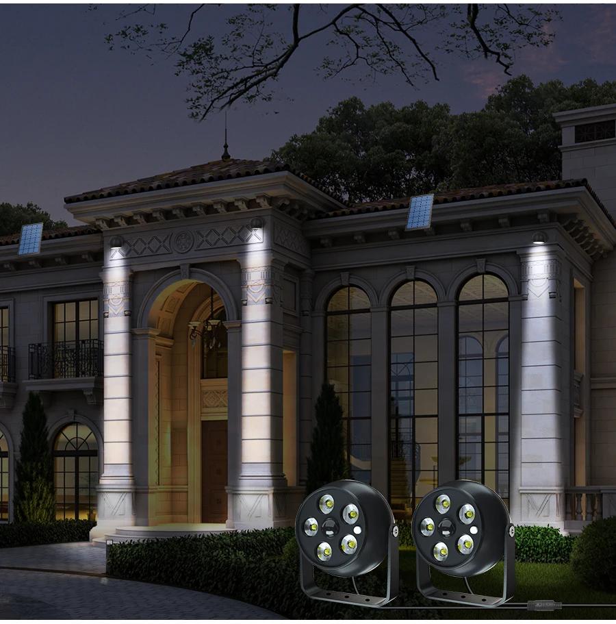 Dual Head Solar Spotlights Outdoor Indoor LED Landscape Spot Light 2-in-1 Waterproof Solar Powered Wall Lighting for Garden