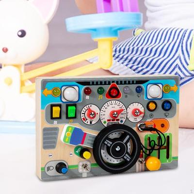 Wood Steering Wheel Toy Sensory Activity Board Motor Skills Simulated Busy Switch for