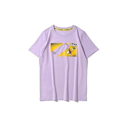 Li Ning x Disney Amüsantes Donald Duck bedrucktes Kurzarm-T-Shirt Damen Tops Helllila AHSP054-2