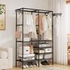 Household Coat Stand Double-Row Floor Hanger Durable Storage Wardrobe  Bedroom Floor
