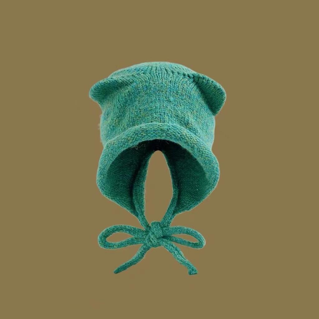 Adorable Cat Ear Knit Hat Women Winter Japanese Style Warm Ear Protector Headband Wool Hat