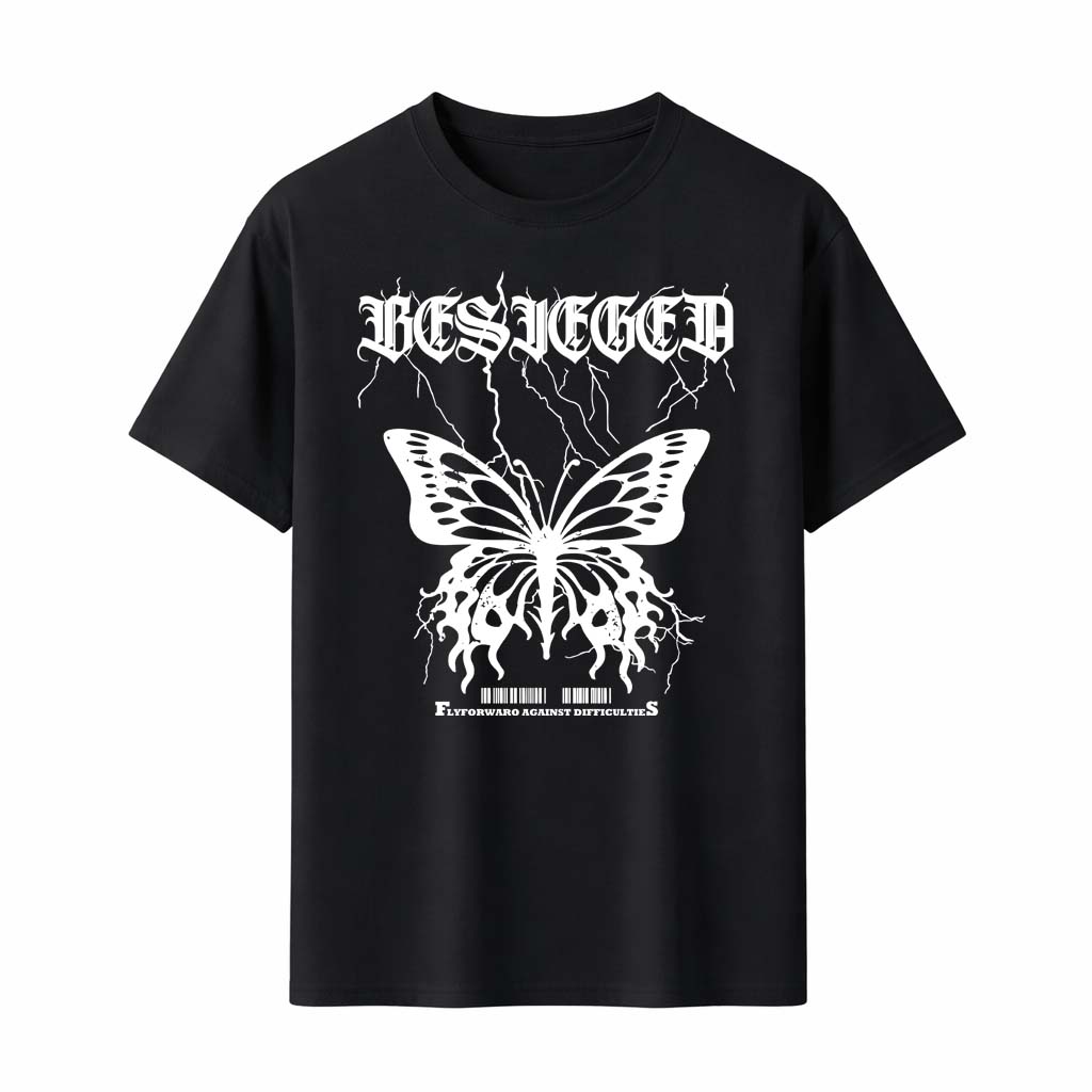 

Besieged Butterfly T-Shirt Men Women Gothic Print Lightning Wings Streetwear Punk Rock Style Black Tee Top Fashion - Men s Su... 5XL різнокольоровий