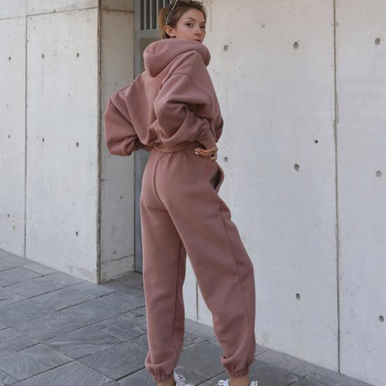 Women's 2 Piece Outfits Long Sleeve Pullover Crop Hoodies And Jogger Pants Sweatsuit Set Fall Casual Tracksuit Set