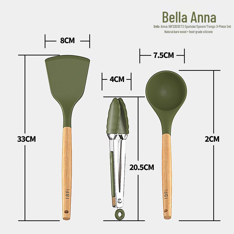 Bella Anna 3-Piece Silicone Kitchen Utensil Set