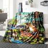 Forest Wildlife Scene Home Customize Your Name Blankets Soft Cozy Lightweight Versatile For All Seasons Perfect For Picnics Sofa Office Bed Living