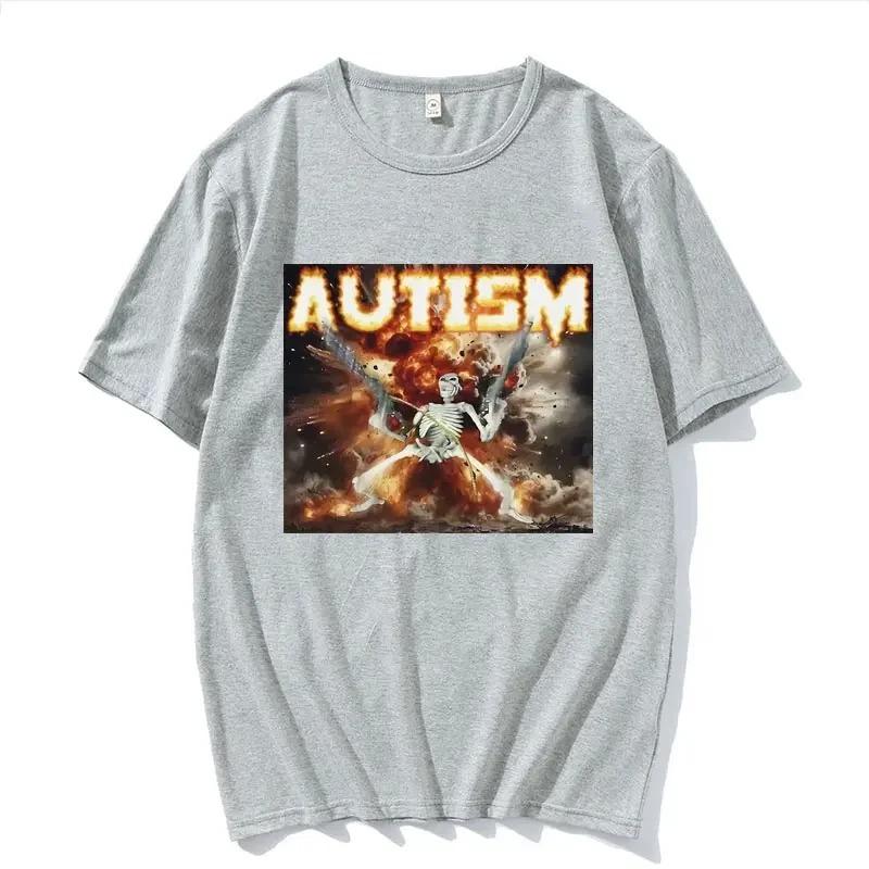 Autistic Funny Skeleton Meme Graphic T Shirt Fashion Gothic Retro T Shirts Male ONeck Oversized Short Sleeve Tshirt Unisex