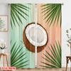 2pcs 2D Flat Printing Party Curtains Tropical Coconut Palm Leaves Polyester Fabric Without Electricity Festive Holiday Use for