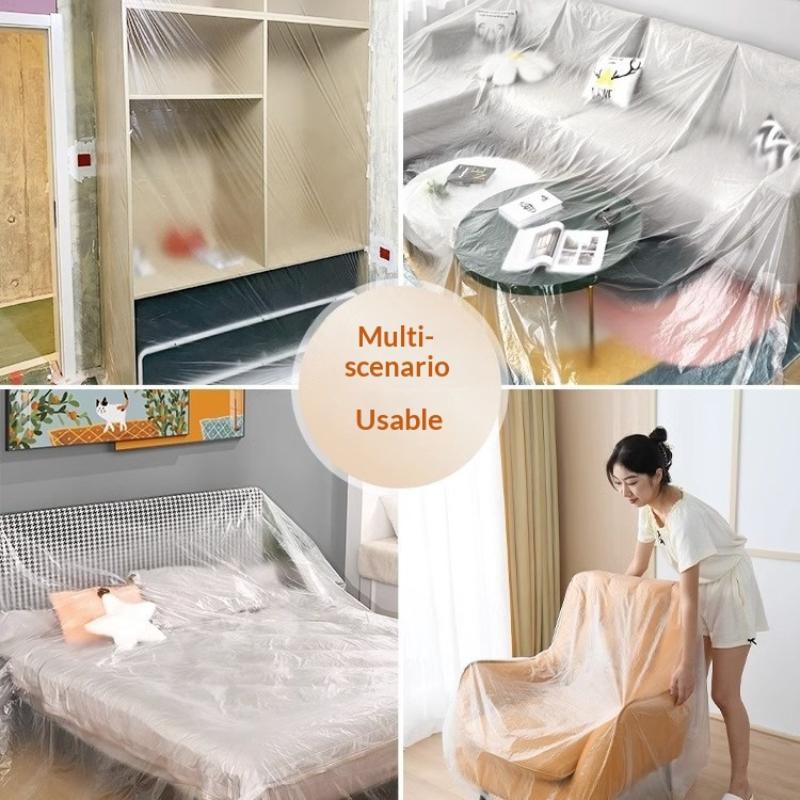 Disposable Furniture Dust-Proof Films Self-Adhesive Cabinet Dust Cover Cuttable Cabinet Protective Covers Masking Film