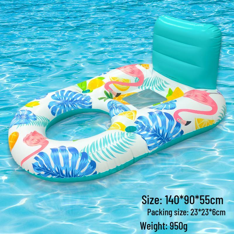 Inflatable PVC Float Recliner: Foldable Striped Swimming Bed