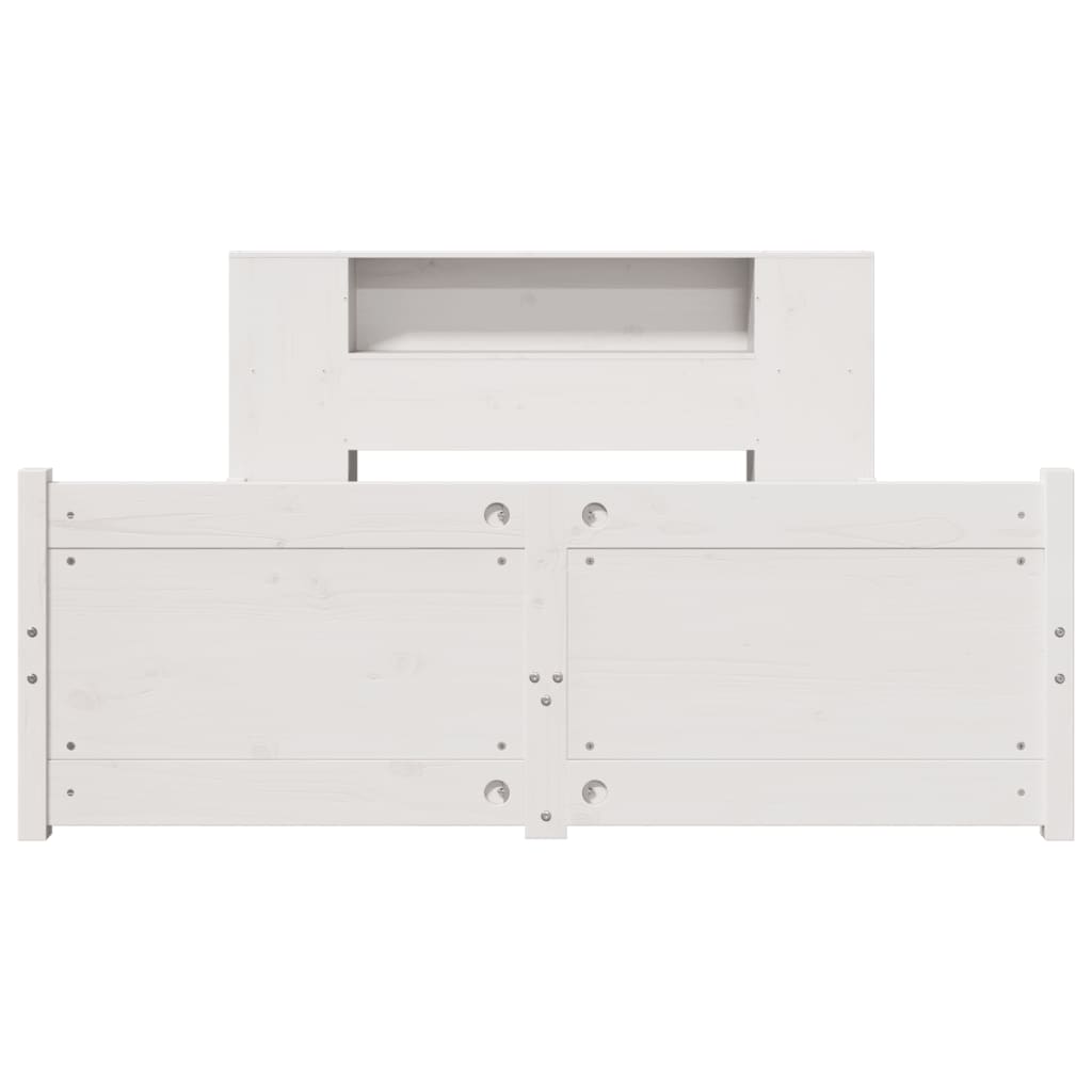 Solid Wood Bed with Shelf Without Mattress White 150x200 cm Pine