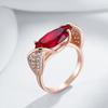 Rhombus Red Natural Zircon Ethnic Bride Ring  Rose Gold Color High Quality Daily Fine Vintage Jewelry For Women