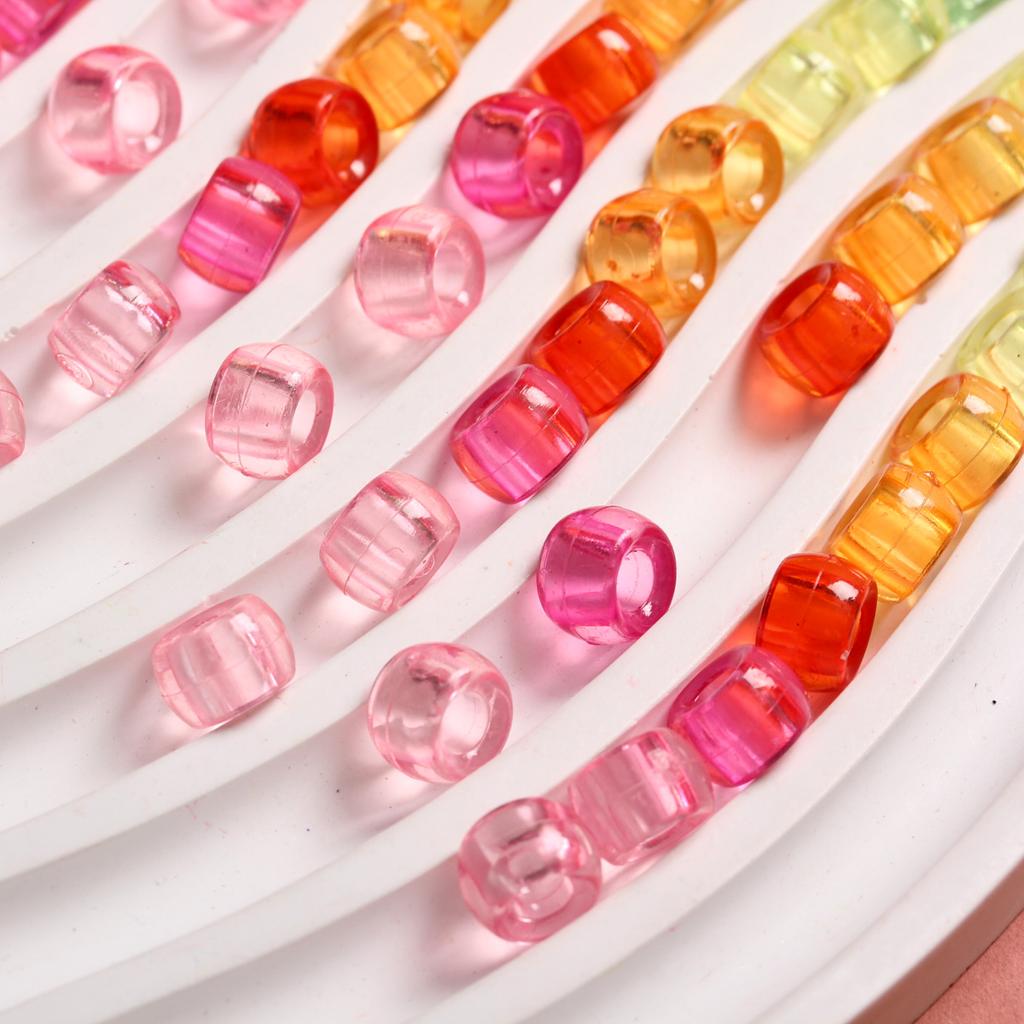 100Pcs 5.5mmx8.5mm Bracelets Acrylic Spacer Beads Pony Beads Jewelry Making For Diy Craft Hair Supplies